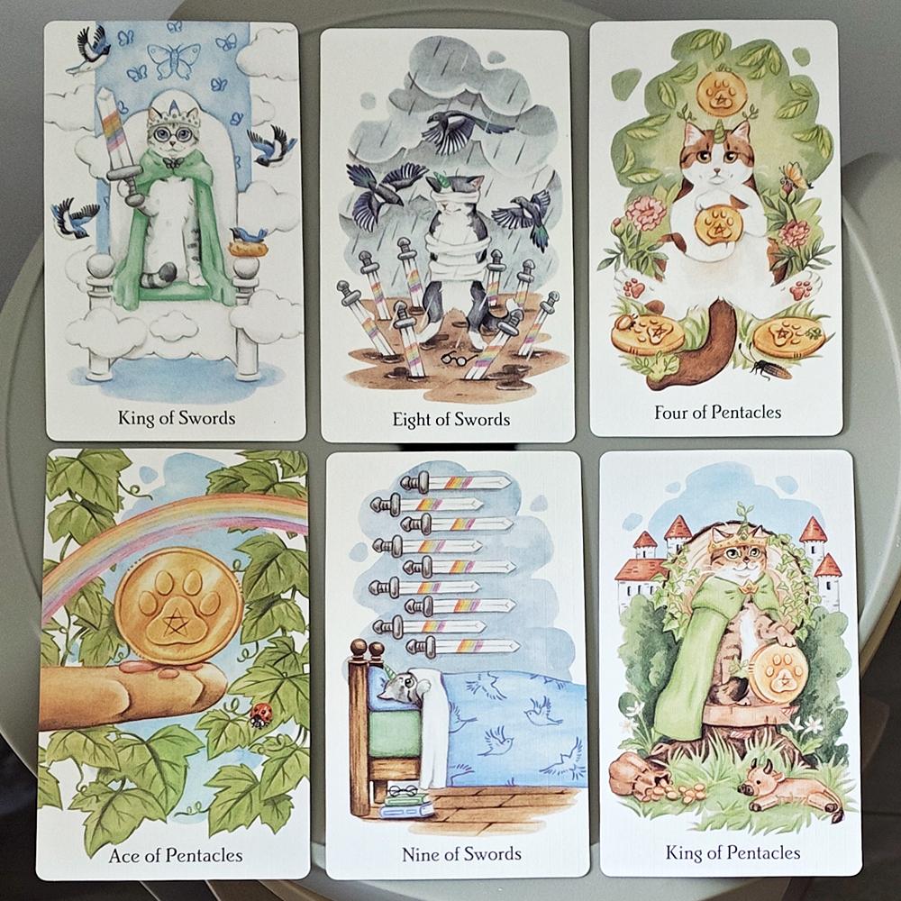 Caticorn Tarot Deck In Rigid Box, 78 Whimsical Watercolor Cat Cards 12*7cm Double-embossed, Indie Deck for Cat Enthusiasts