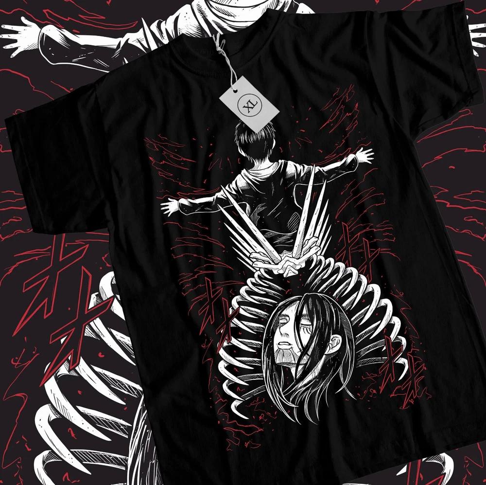 Anime Attack On Titan Eren Yeager Freedom Graphic Black TShirt Size S4XL S