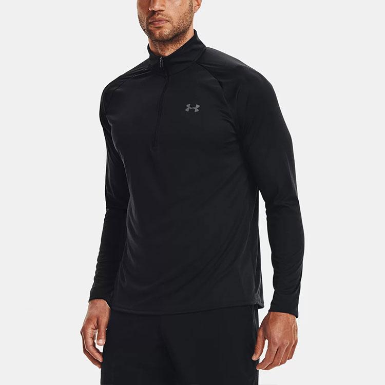 Under Armour Velocity 2.0 Casual Breathable Half-Zip Sports Long Sleeve T-Shirt Men Tops Black 1345712-001
