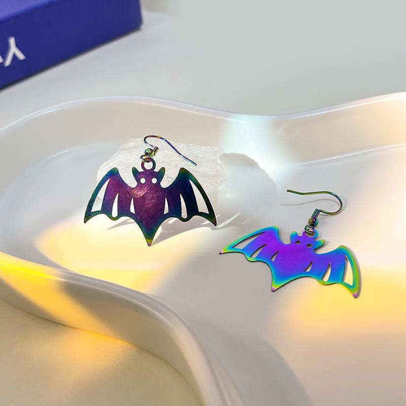 Halloween Trendy Funny Earrings Colorful Gradual Change Electroplating Color Matching Niche Earrings Temperament