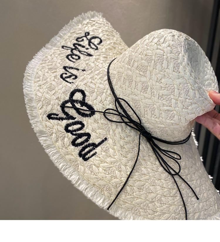 French Small Daisy Large Brim Breathable Straw Hat Women's Summer Seaside Vacation Woven Hat Raffia Sun Hat Tide