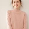 Women's Cashmere Rolled Hem Turtleneck Sweater: Pure, Double-Ply, Thick Knit, Short, Loose, Versatile Base Layer