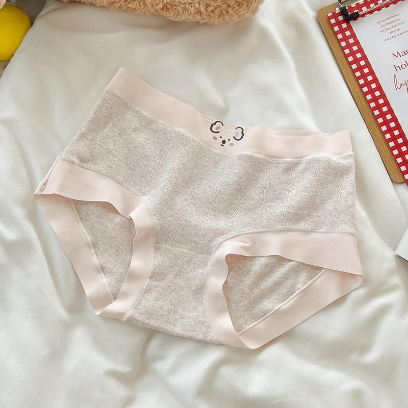 Lingerie Women's Autumn Pure Cotton Cute Girl Mid Waist Antibacterial Women's Underwear Wrapped Buttocks Skin Friendly Triangle Pantys