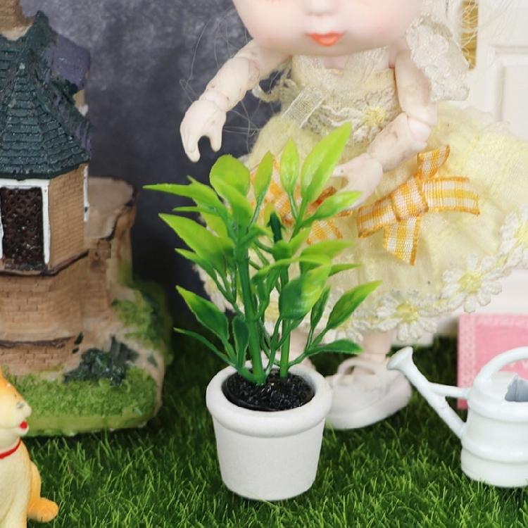 Green Potted Tree Artificial Foliage Miniature For Miniature Dollhouses Decorative Setup Photo Props