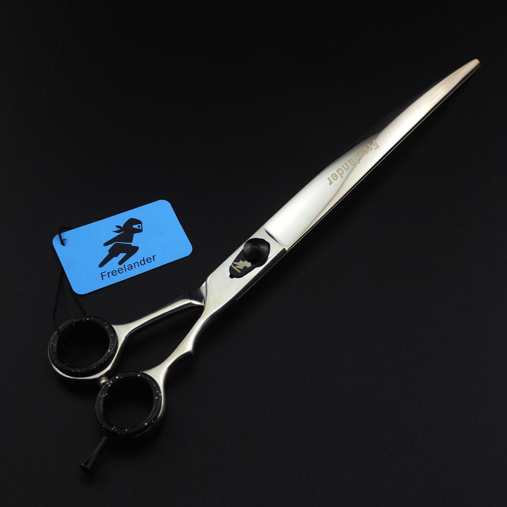 VG10 10-inch Pet Scissors, Bright Hand Type, Curved Scissors, Pet Beauty Scissors, Professional Grade for Foreign Trade Goods, Free Leather Bag.