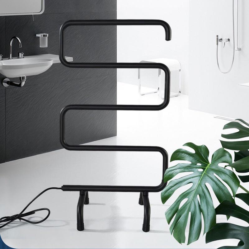 S-Form Temperatur Handtuchwärmer Schiene Bad Trockner Elektrische Heizung Handtuchhalter Bodenständer Handtuchhalter Schiene Konstante Schwarz/Weiß