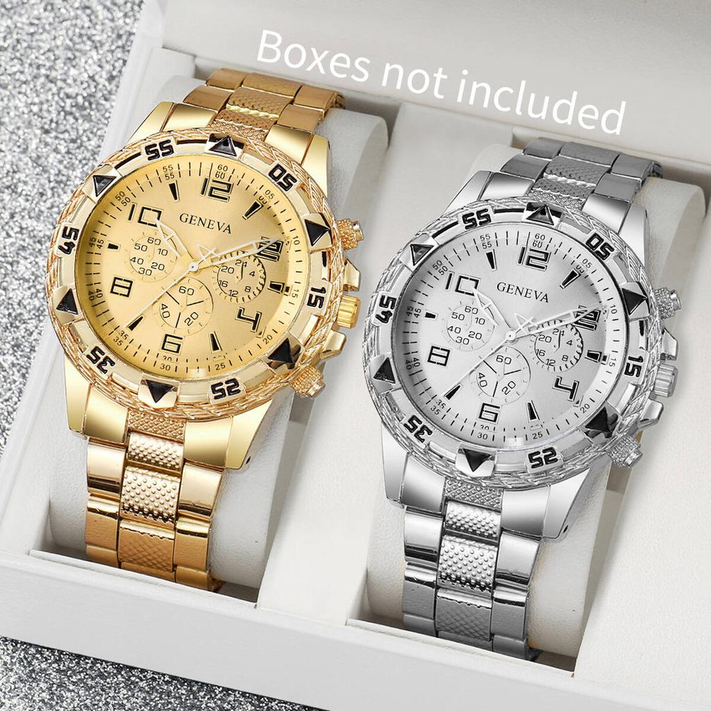 2PCS/Set Men Business Watches Fashion Large Dial Mens Quartz Watch Relogio Masculino