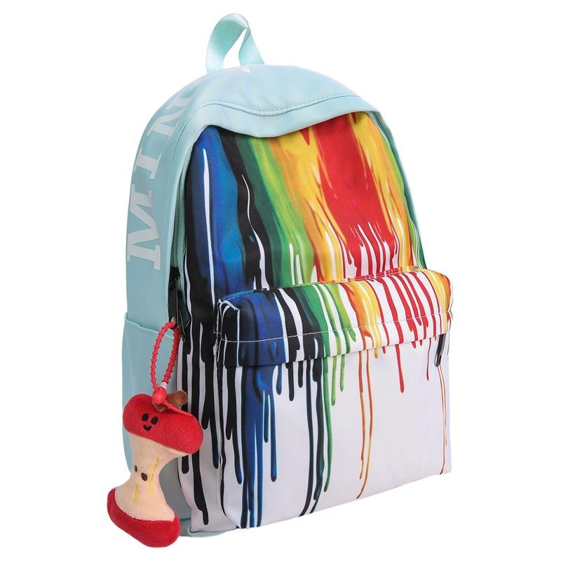 

2025 autumn new backpack Korean version fashion printing graffiti large capacity high school student schoolbag tide зелёный