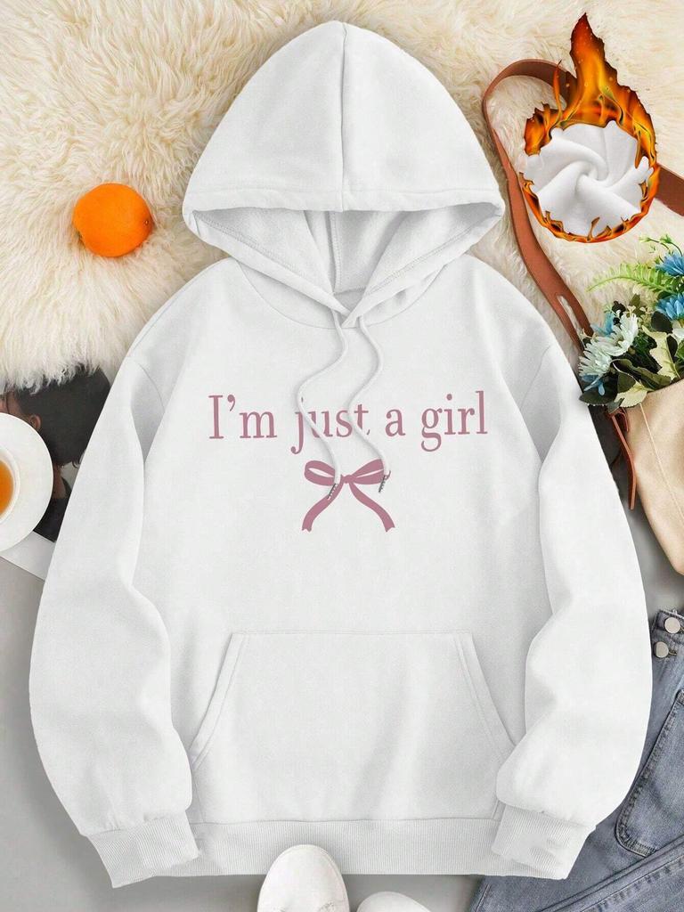 I'M Just A Girl Simple Printing Women Hoody Harajuku Loose Clothes Warm Comfortable Hoodie Vintage Autumn Crewneck Top