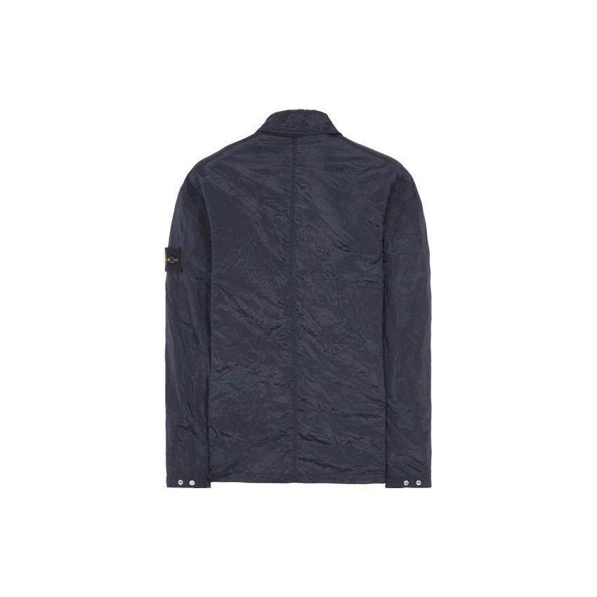 Stone Island Ss23 Nylon Meta Series Solid Color Metallic Nylon Long Sleeve Zip Chest Strap Jacket Men Jacket Blue 781510919-V0020