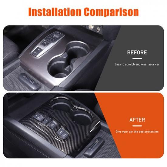 ABS Carbon Style Car Gear Panel Trim Cup Holder Cover For Honda Pilot 2016-