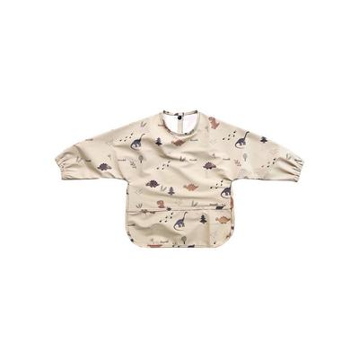 Lemayer Self-directed Baby Food Long-sleeved Waterproof Bib Infant Tactile Play Apron, Beige Dinosaur S, 1 Piece, 1 Piece