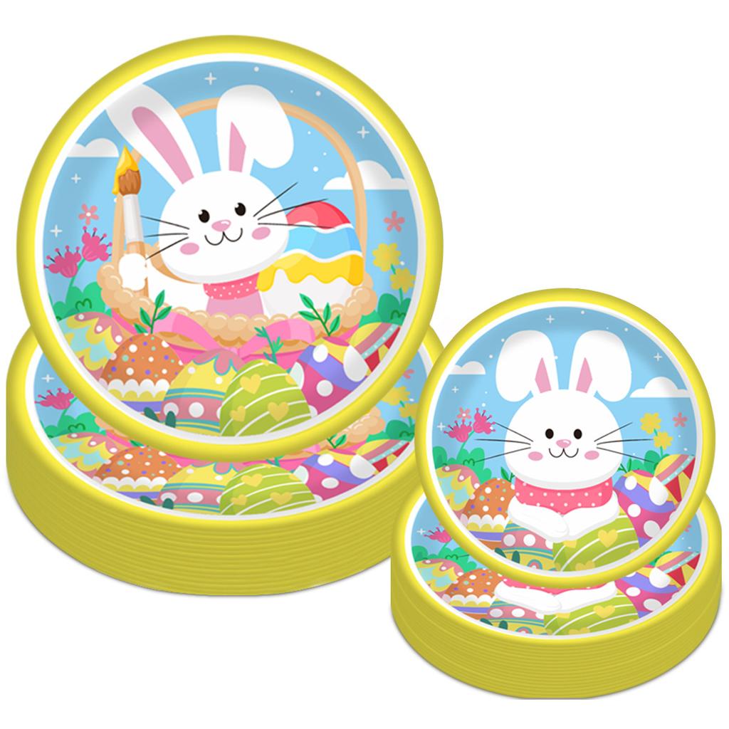 Easter Decorative Rabbit Egg Paper Cup Plate Paper Tableware Set