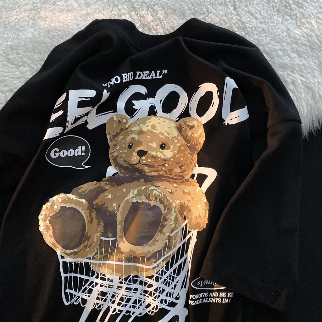 Trendy Unisex Cartoon Bear Graphic Tee for Plus Size - Loose Fit for 240-300 Jin