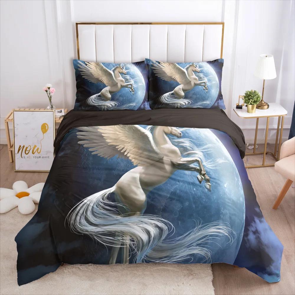 

Мультяшные животные Постельное белье с лошадьми, Детский пододеяльник для девочек, Милые комплекты постельного белья с принтом единорога, Постельное белье, Домашний декор 90X200cm-2pcs