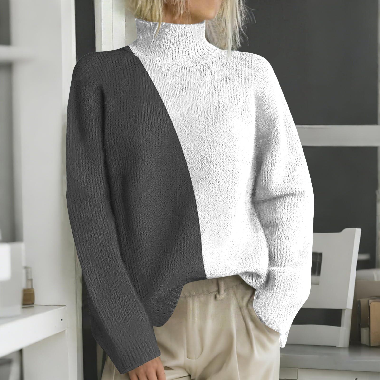 

Женская мода повседневная с длинным рукавом и принтом, с высоким воротом, шерстяной трикотаж XXXL