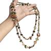 Vintage Bohemian Multicolored Shell Beaded Double-Layer Necklace Trendy Vacation Stacking Long Necklace Jewelry