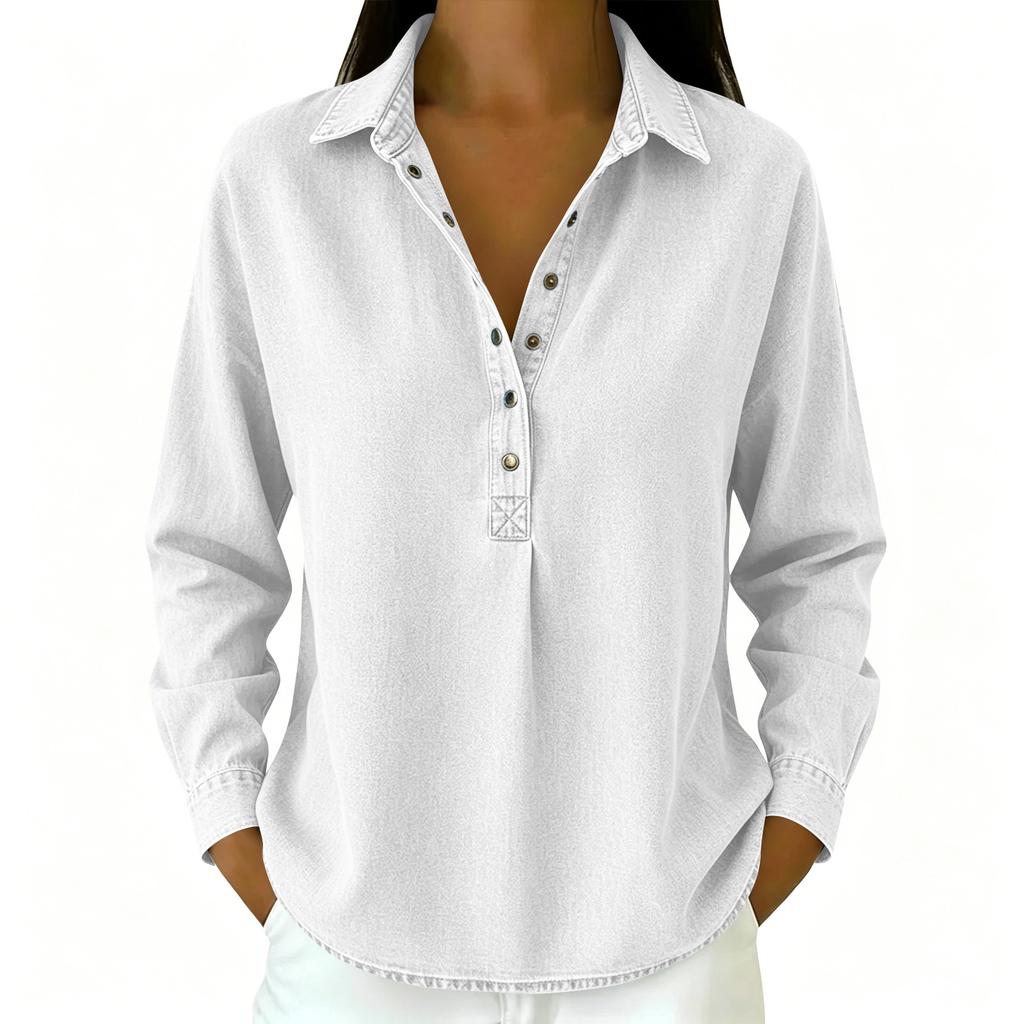 Dámský volný džínový top s knoflíky pro ležérní každodenní nošení