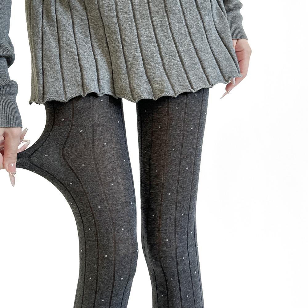 Essential Polka Dot Pattern Pantyhose Cotton Material Comfortable Tights Ribbed Texture Fashion Leggings