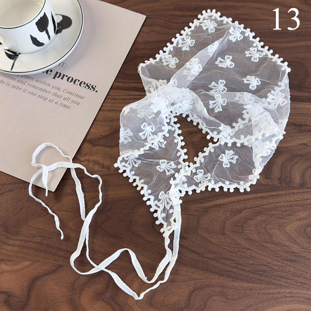 Retro Floral Lace Embroidered Triangle Headscarf Fashion Bandanas Neck Scarf White Woven Floral Hair Scarf Headband Neck Scarf