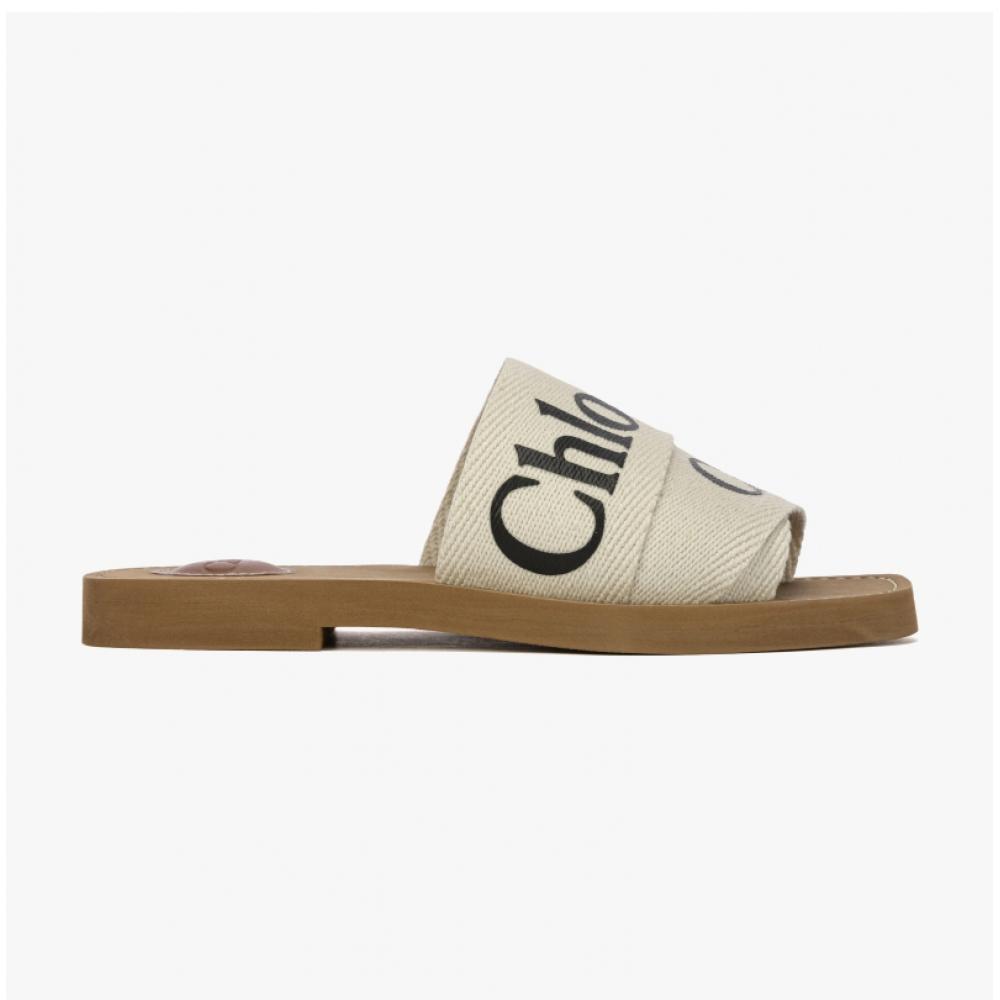 Chloe Chc22u188z3 101 Woody Logo Flat Mule Slippers