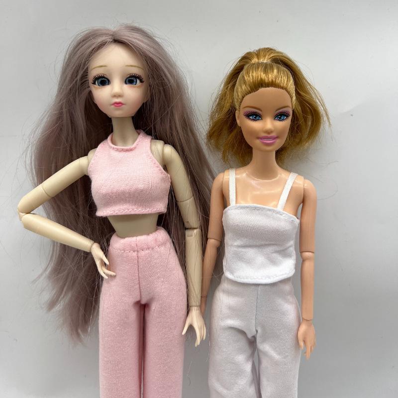 6-Point Doll Sportswear Outfit: 30cm Barbie Vest & Pants Casual Clothes