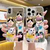 Funny Cute Cat and Dog iPhone17promax Apple Protective Case To Picture Painted 14pro Mirror Phone Case