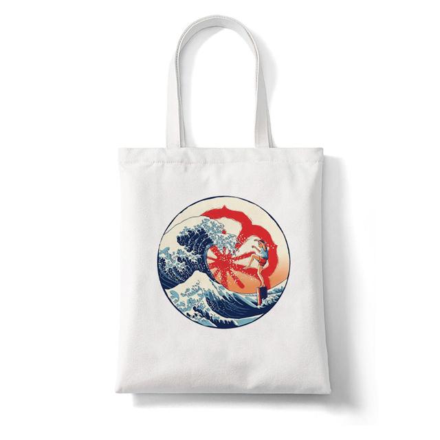 Women Shopper The Great Wave Kanagawa Printed Tote Bag High Capacity Harajuku Handbag Girl Shoulder Shopping Bag Lady Canvas Bag