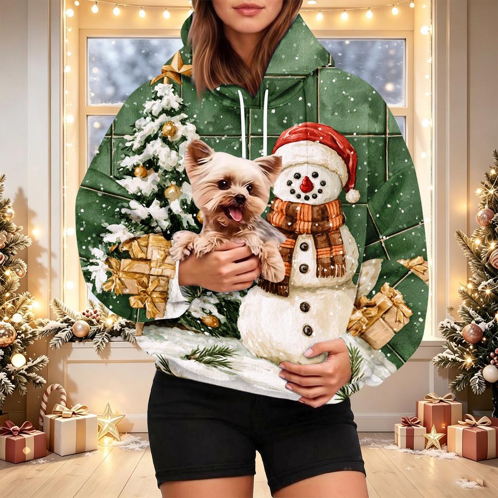 Women's Fashion Plaid Print Hoodie with Pet Pocket, Casual Sweatshirt for Everyday Wear
