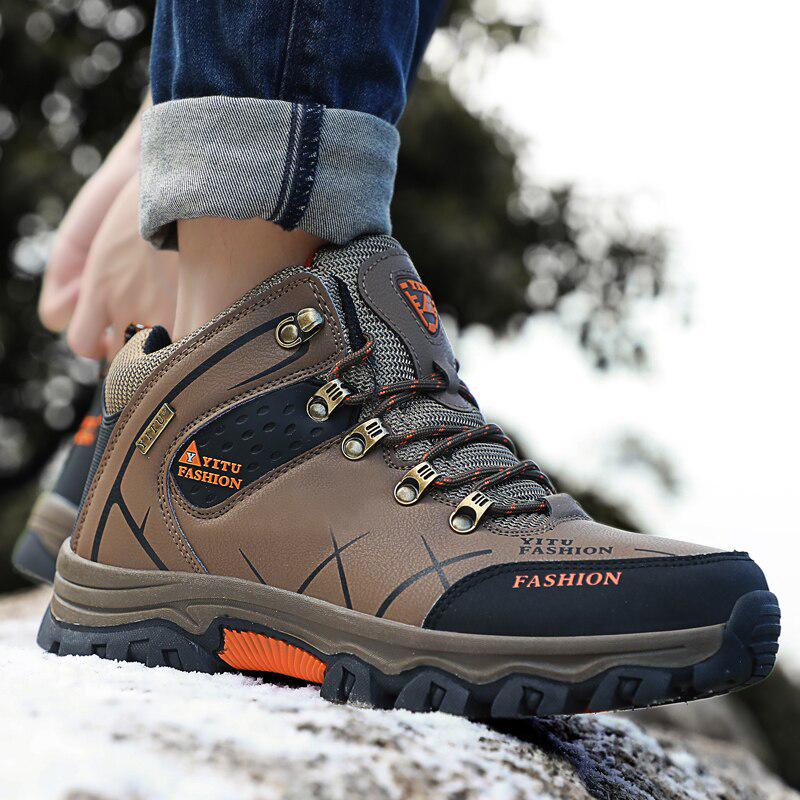 Winter Hiking Shoes Men Snow Boots Anti -Collision Leather Sneakers Waterproof Keep Warm Men 'S Casual Boots