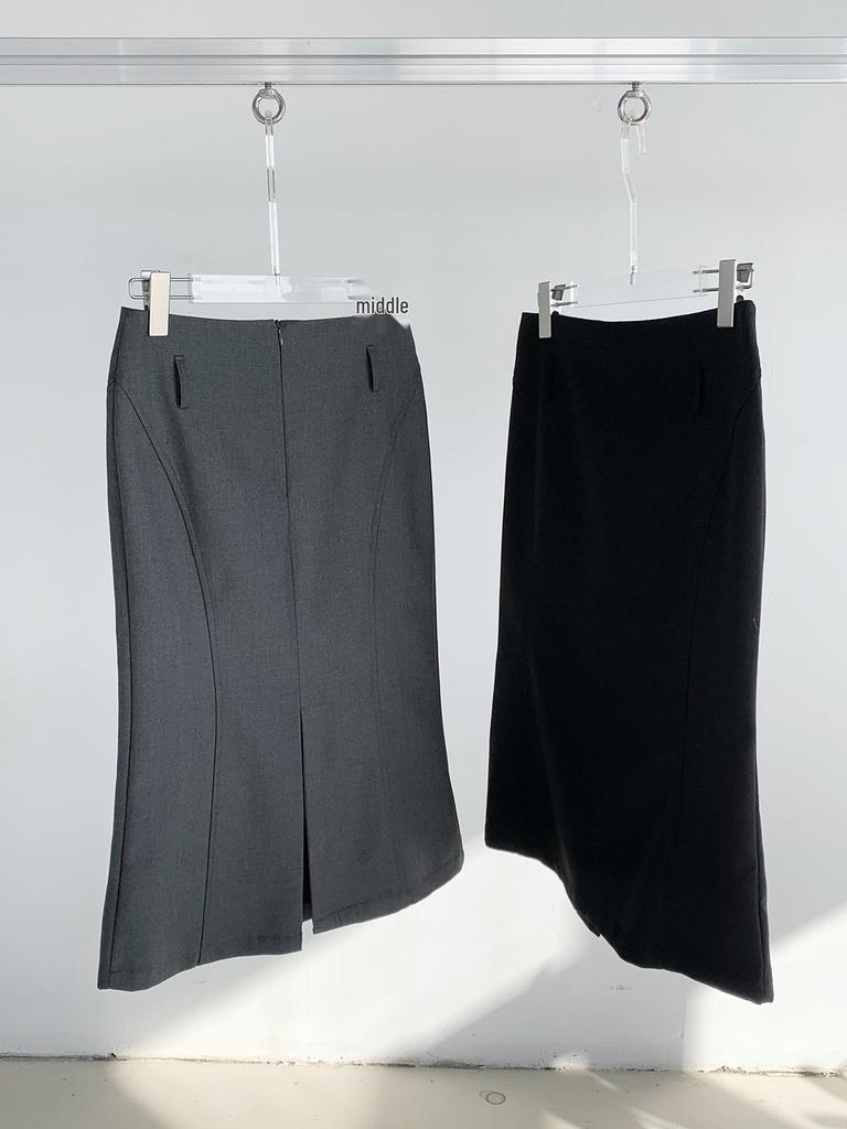 Dorothy Spring Korean Slimming Fishtail Midi Skirt - Versatile Solid Color with Tempered Slit for Women