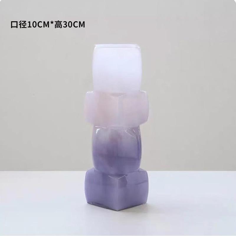 

Relief Vase Glass Vase Flower Arrangement Accessories Gradient Color Hydroponics Terrarium Home Decoration Accessories