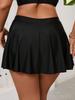 2026 Czarny Kostium Kąpielowy w Stylu Spódnicy Plus Size z Wysokim Stanem, Zachowawcze Szorty Deskorolkowe i Kieszenią