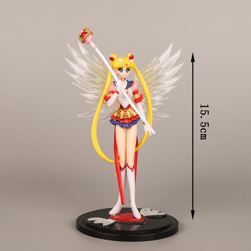 17cm Cartoon cute girl Sailor Moon Anime Figure PVC Action Anime Figure Model Kawaii Doll Desktop Ornaments