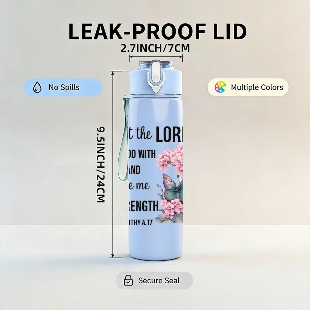 1PC Be The Lord Strength Flower Art 750ml Color Plastic Sports Water Bottle Leakproof Flip Straw Lid Suitable for Sports Office Home Use