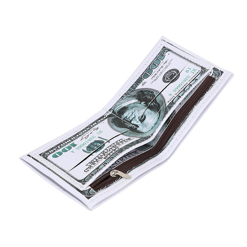 Men'S Personalized Us Dollar Bill Pattern Double Fold Retro Wallet With Creative Style Multiple Card Slots Double Fold Classic Short Wallet