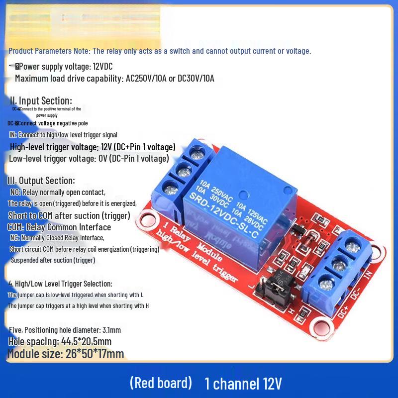 1/2/4/8 Channel Relay Module with Optocoupler Isolation, High/Low Level Trigger, Supports 3.3V, 5V, 12V, 24V