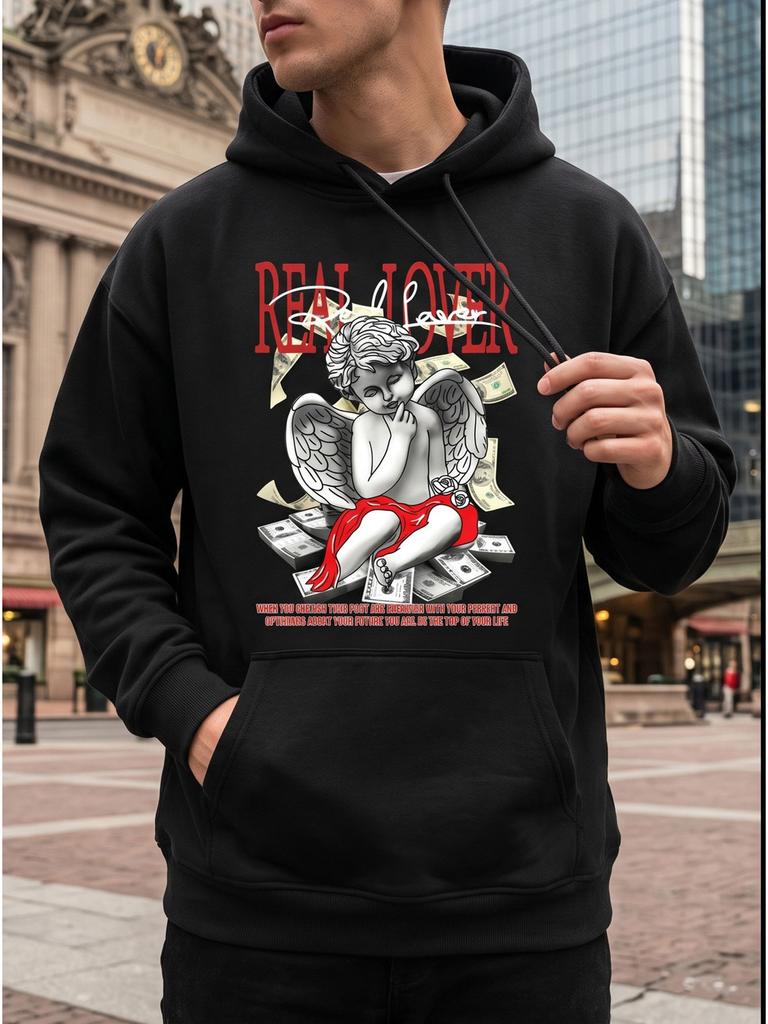 unisex Letter Print Hooded Sweatshirt, Loose Fit, Available with Front Print or Double-Sided Print, Lightweight and Breathable, Suitable for Spring an