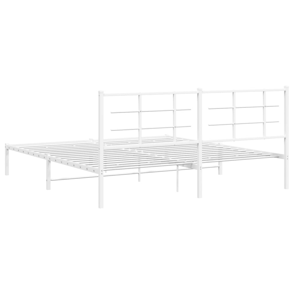 Metal Bed Frame with Headboard White 72  X 84  (183 X 213 Cm)