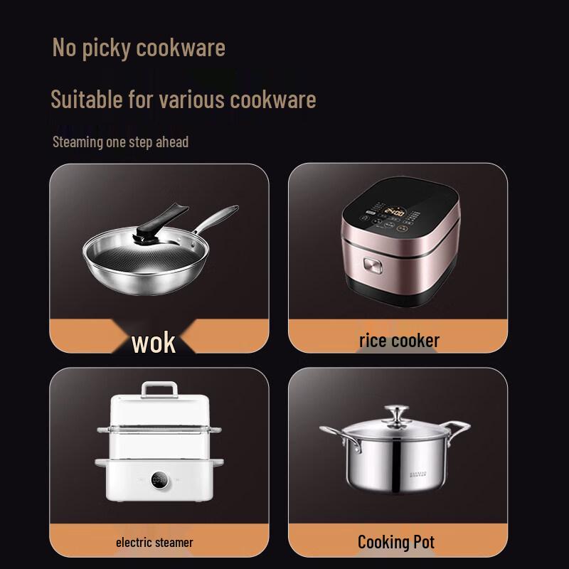ZISIZ Food-Grade 304 Stainless Steel Divided Steamer