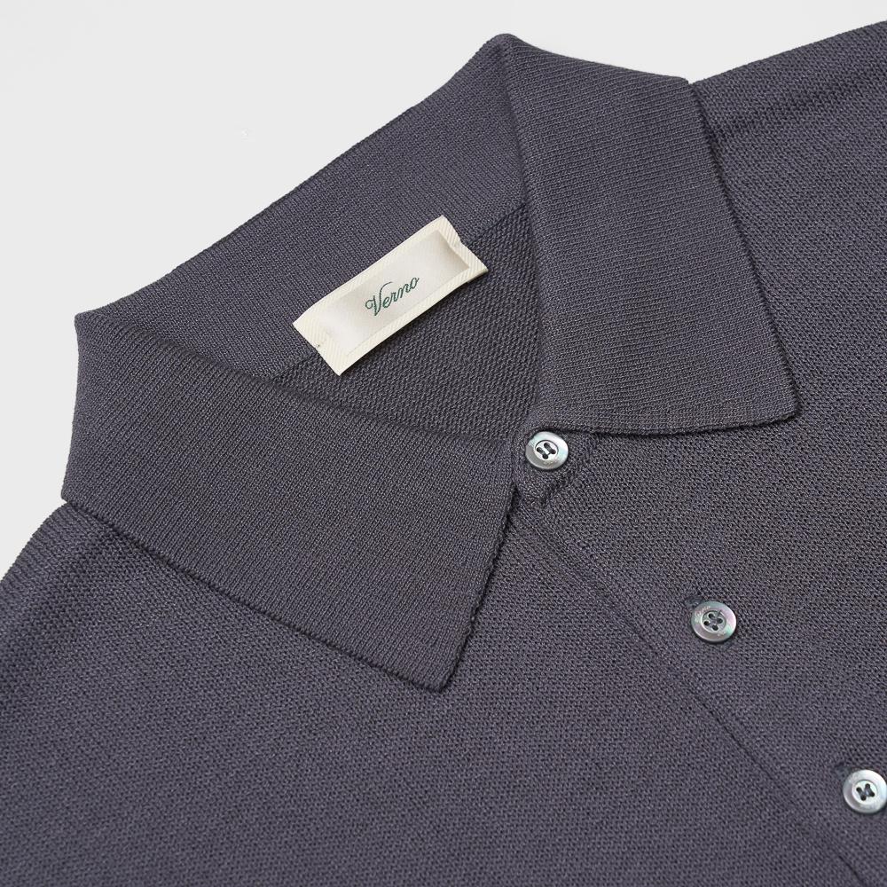 VERNO 24Ss Linen Like Polo Knit Gray
