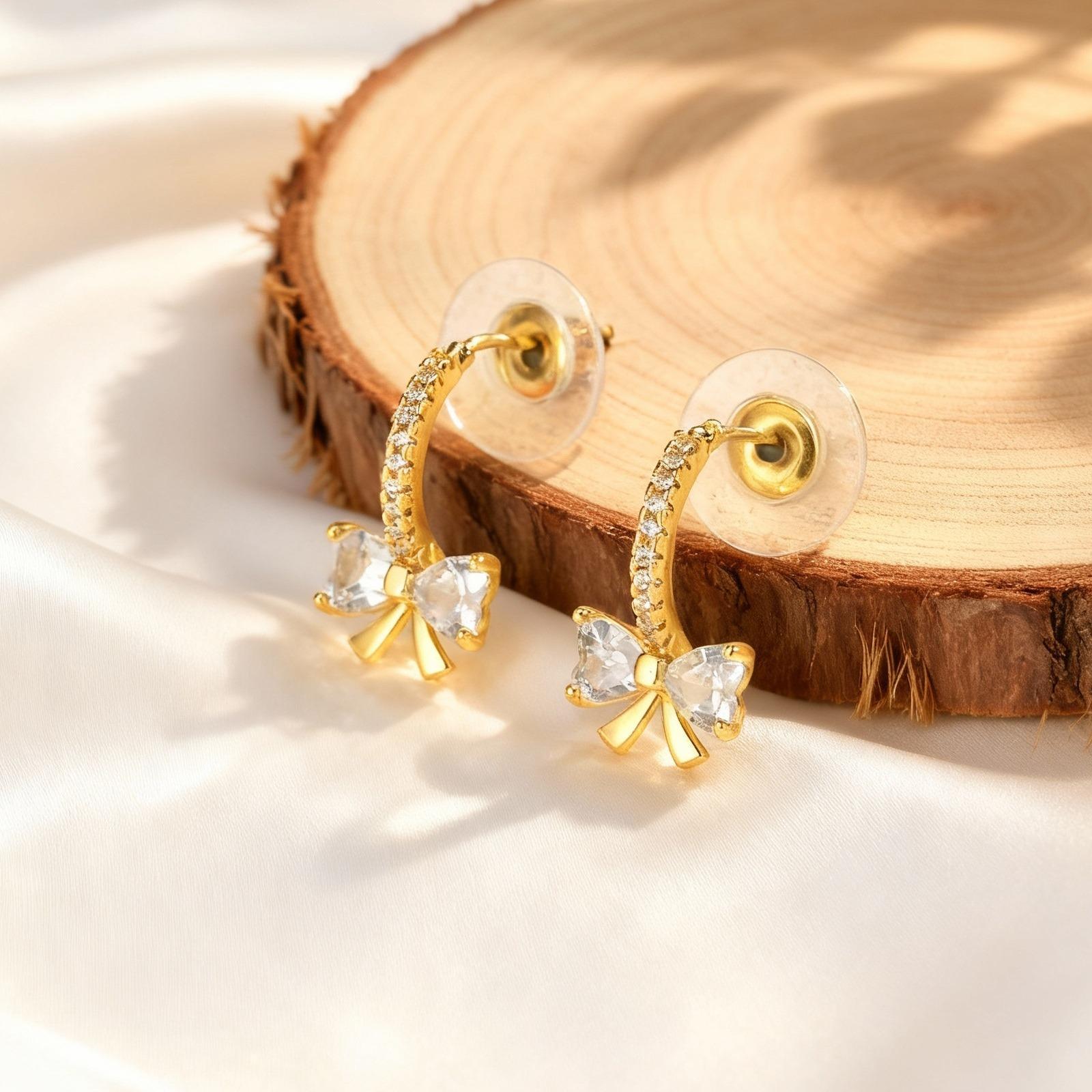 Classic Zircon Bow Stud Earrings for Women,Wedding Birthday Bowknot Earrings Fashion Party Jewelry Gift Ear Loops