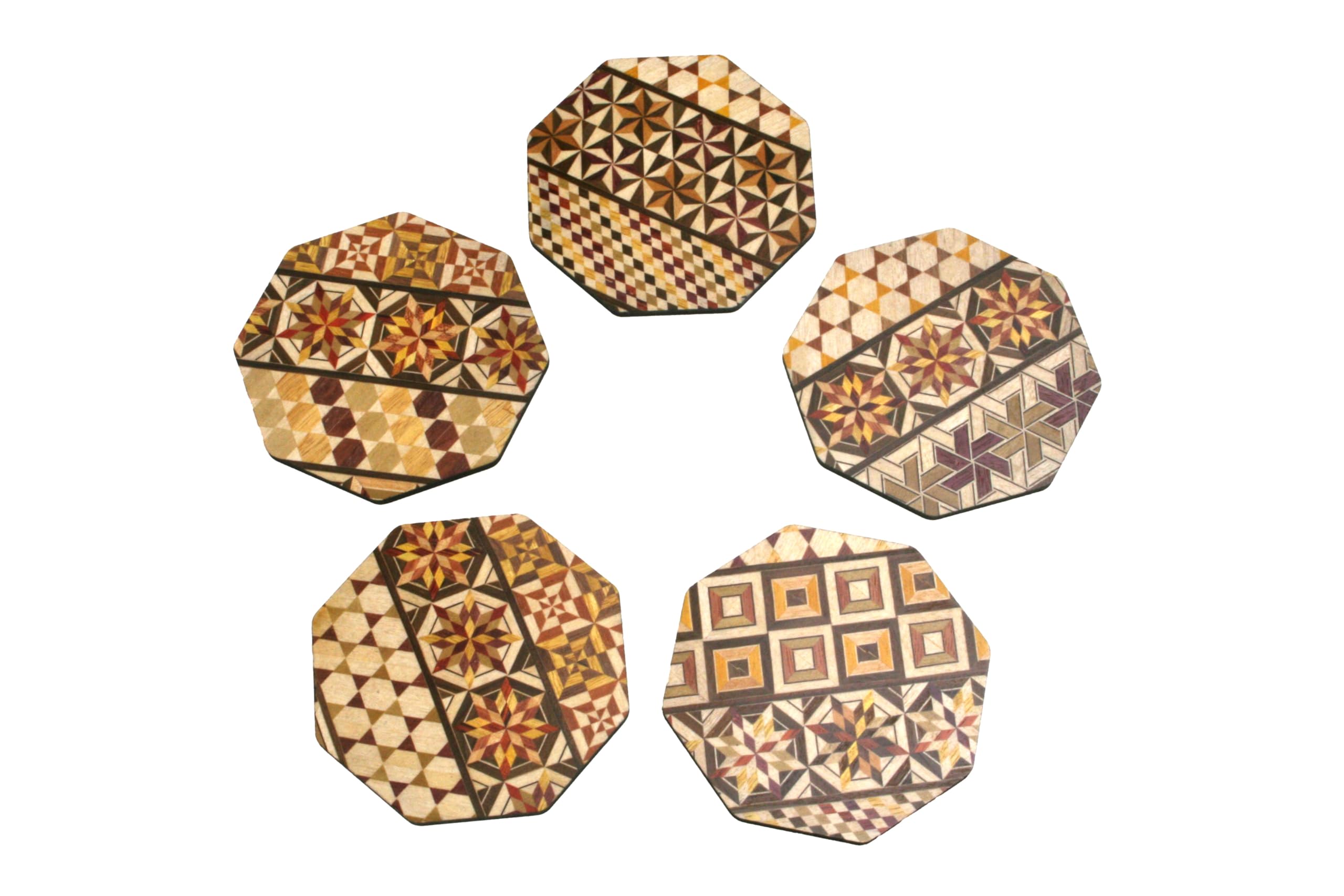 

Octagonal parquet set of Hakone Maruyama Bussan coasters, 5,