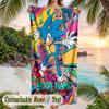 Sonic Beach Towel, Personalized Custom Text, Quick Dry Soft Large Towel For Swimming Pool Travel