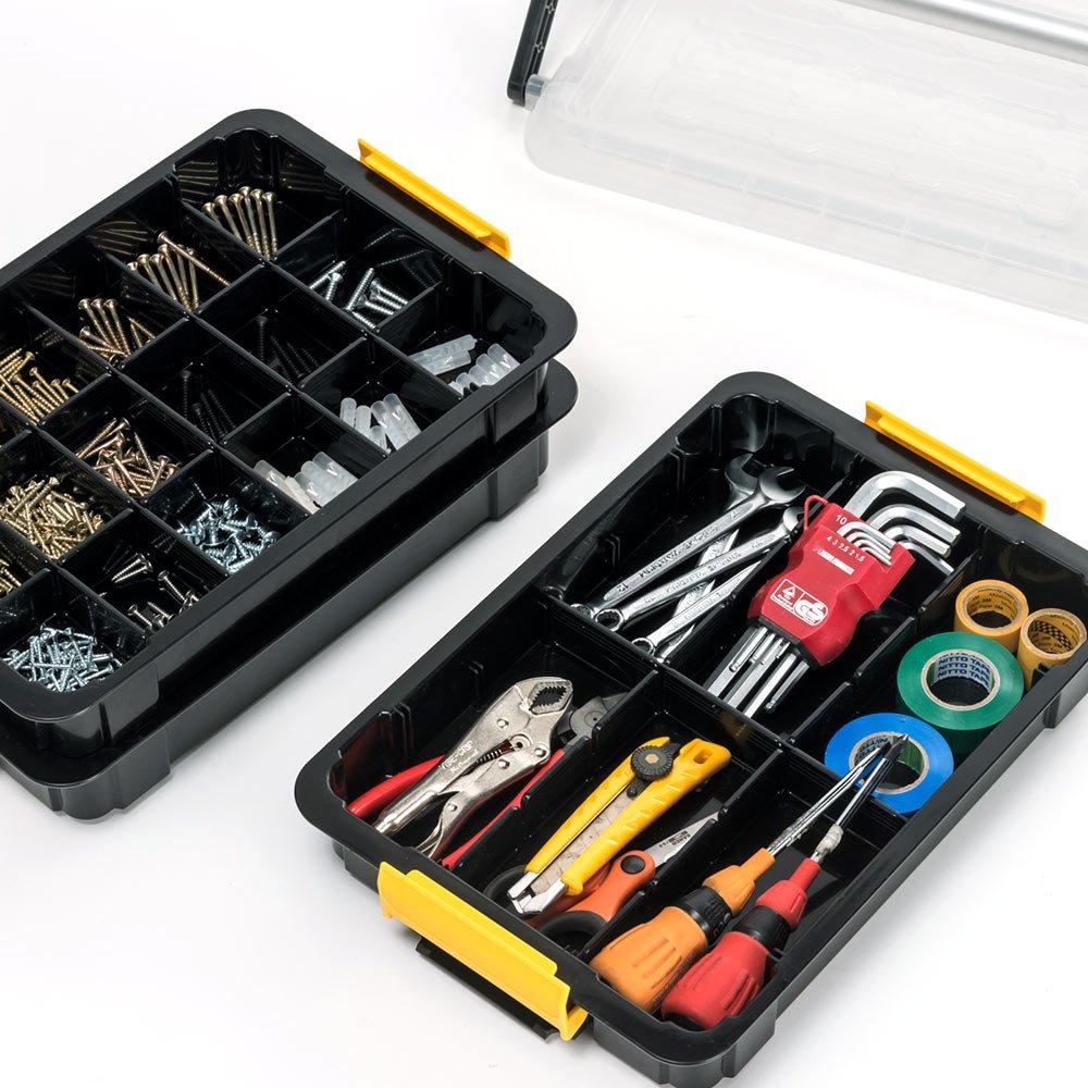 Tool 3 Small Item E-Supply Box, Tiers, Dividers, Handles, Resin, Storage, Screws, Parts, EEX-TBX01