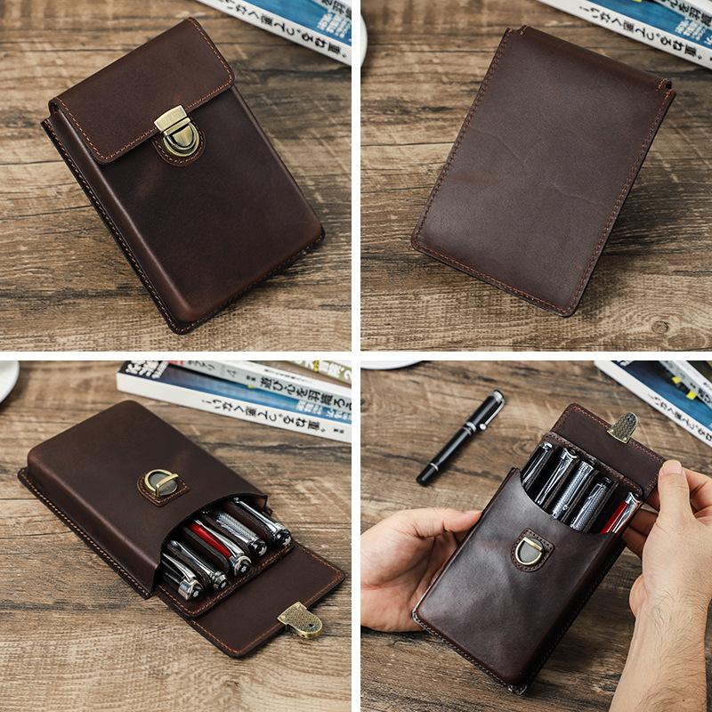 First Layer Cowhide Pencil Bag 5 Pcs Handmade Personalized Creative Removable Drawer Pen Storage Box