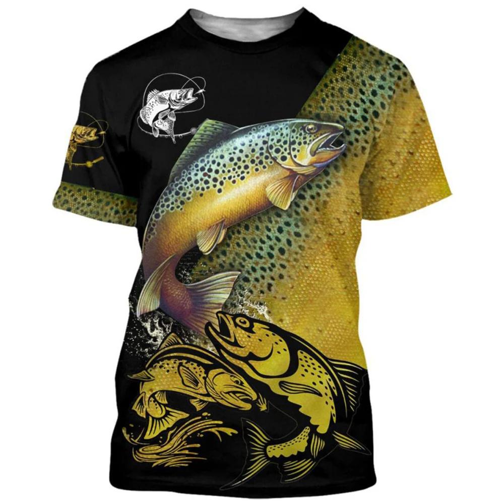 Men's T-Shirt 3D Carp Fishing Print Fashion Casual Loose T-Shirt Harajuku Vintage High Quality Social Funny Anime Men's Clothes