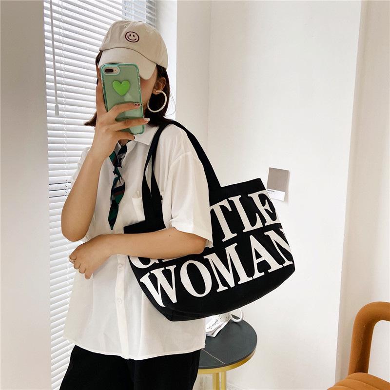 2025 Autumn Trend: Korean Style Canvas Shoulder Tote - Large Capacity and Stylish Letter Design