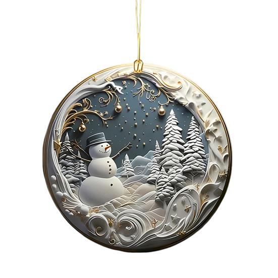 2D Acrylic Christmas Ornament Lightweight Home Office Indoor Holiday Party Xmas Tree Hanging Decoration Pendant Festival Gift