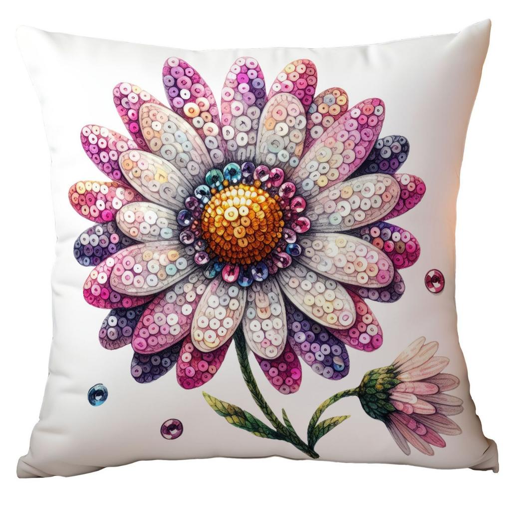 New Glitter Daisy Printed Pillowcase Light Luxury Floral Home Living Room Sofa Cushion Pillowcase